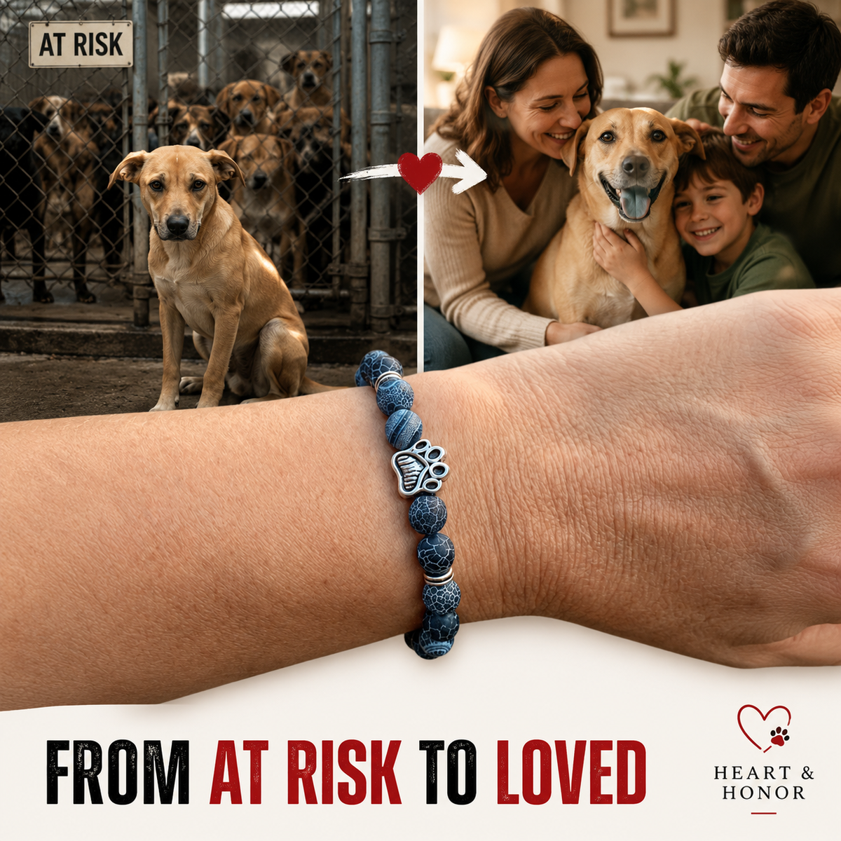 Help Save A Dog - Stone & Marble Bracelet