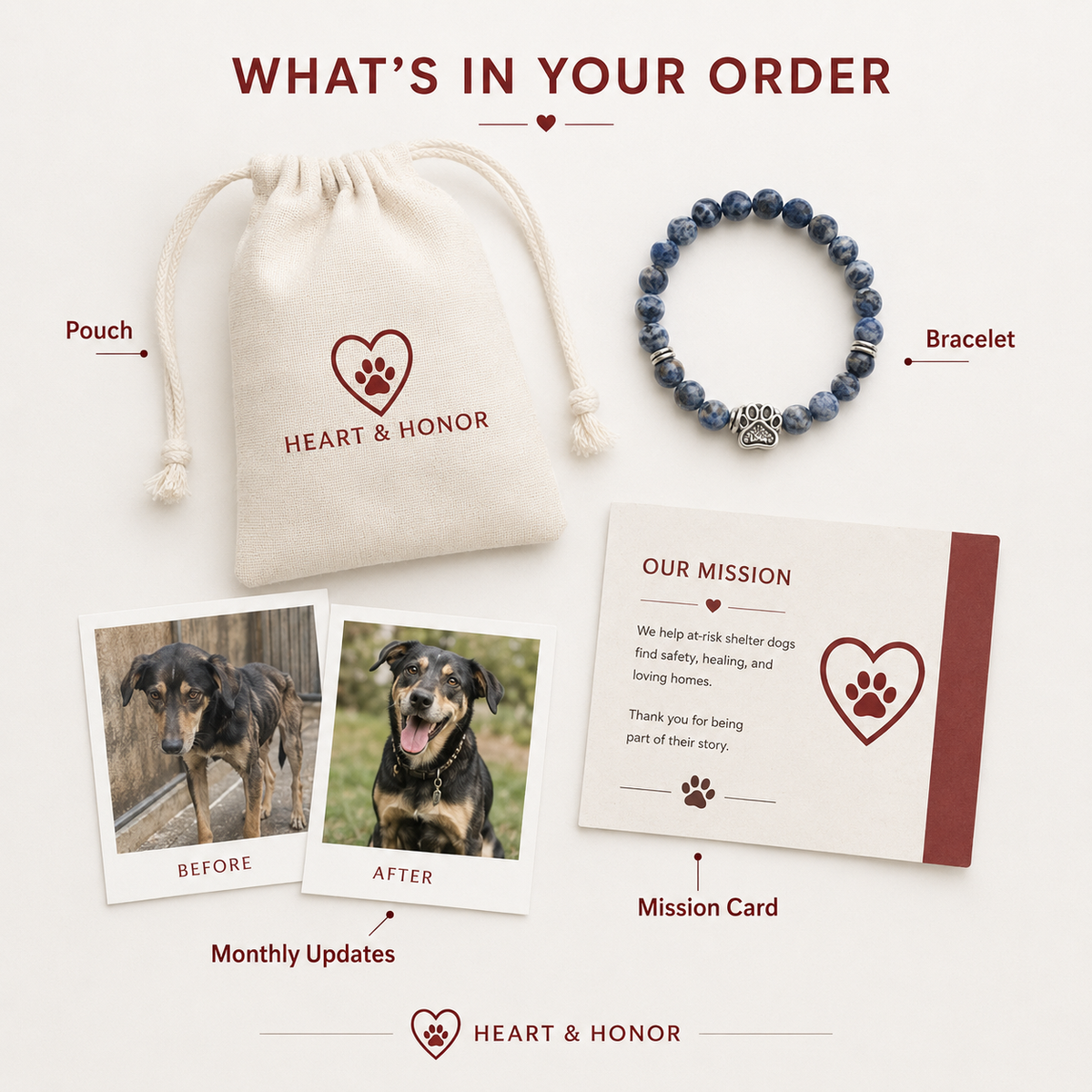 Help Save A Dog - Stone & Marble Bracelet